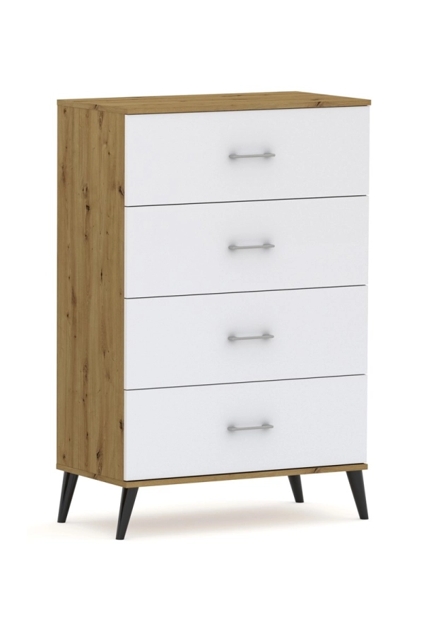 Komoda POLA 4N Dąb Artisan / biały - 4 szerokości 50 - 80 cm skandynawski styl